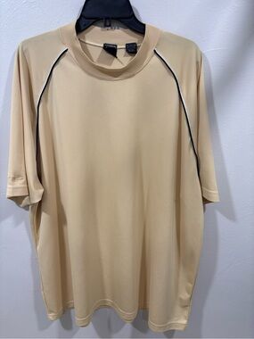 Page & Tuttle Mock Turtleneck Gold Short Sleeve Shirt w/Contrast Piping XXL